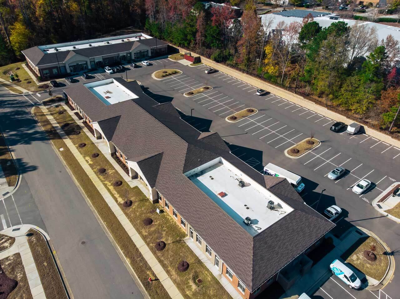 Commercial building roofing